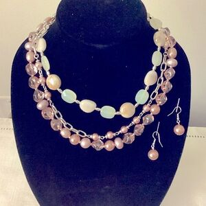 Taupe Silver Plated Bead Necklace